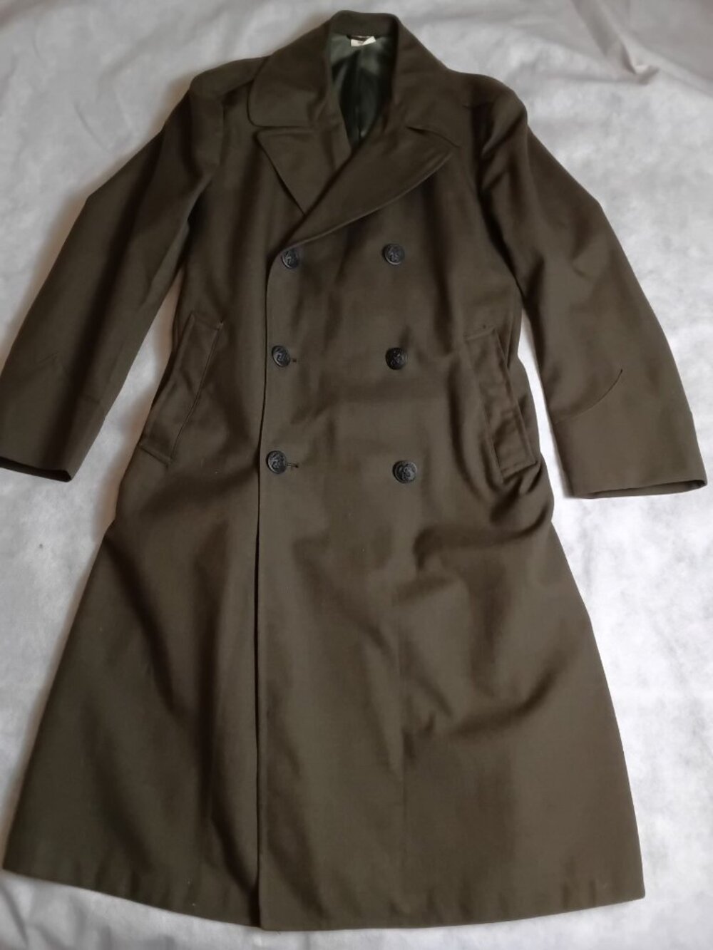 Vintage 1969 Vietnam Serge Wool Coat Pembroke Inc 40 Short Overcoat